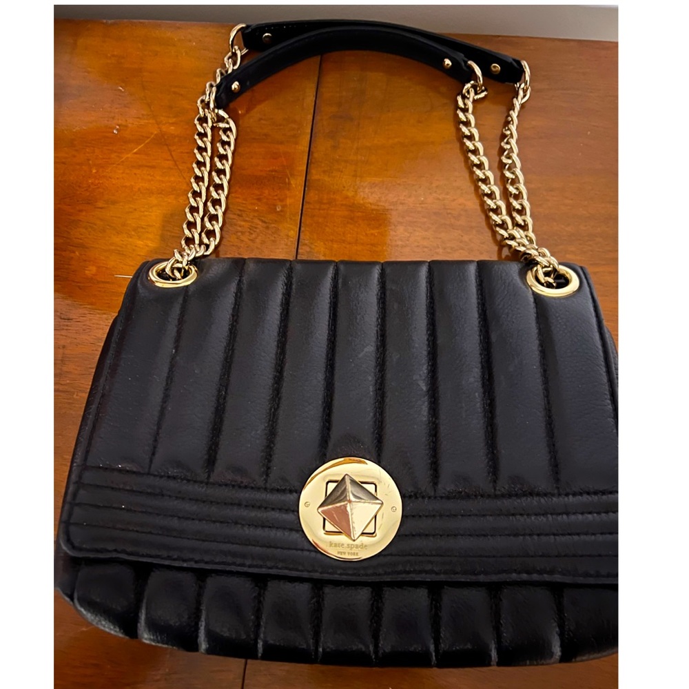Kate Spade Gold Coast Evangeline Black Leather Purse